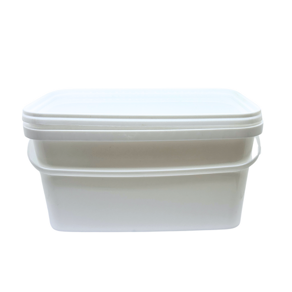 5 Litre White Rectangular Bucket with Lid – Natures Grub Bulk